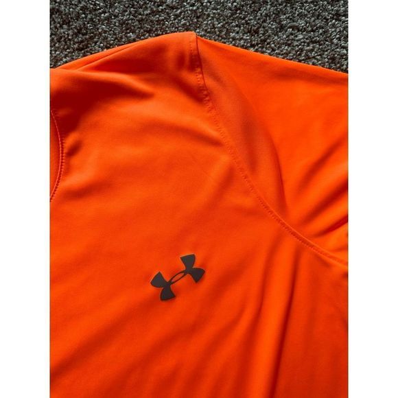 Men's Bright Orange Under Armour Heat Gear Loose Fit Performance Tee Size Medium - Picture 4 of 7